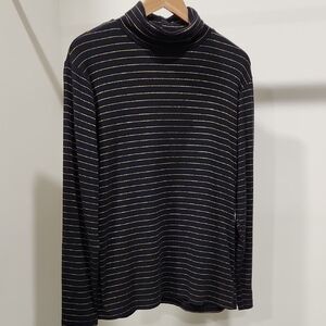 Black Turtleneck with Gold Stripe